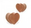 Pair Of Organic Red Cherry Wood Heart Shape Double Flare Plugs