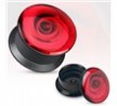 Pair Of Red Rose Print Black Acrylic Flat Screw Fit Plugs