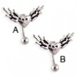 Reversed heart and wings belly ring