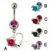Rose on heart belly button ring