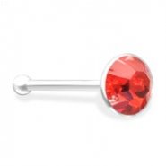 Silver Nose Bone with Red Gem