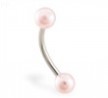 Simulated pink pearl eyebrow ring, 16 ga