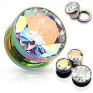 Single Press Fit Gem Titanium Screw Fit Flesh Tunnel