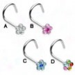 Stainless steel nose screw with jeweled flower, 18 ga