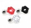 Steel cartilage barbell with jeweled LIP top, 16 ga