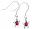Sterling Silver Earrings with dangling Ruby jeweled star