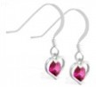 Sterling Silver Earrings with small dangling Ruby jeweled heart
