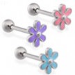 Straight Barbell With Epoxy Colored Flower Top, 14Ga