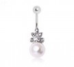 Surgical Steel Crowned Pearl Navel Ring