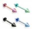 Titanium anodized straight barbell with cones, 14 ga