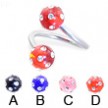Twister barbell with multi-gem acrylic colored balls, 14 ga
