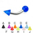 UV ball and cone curved barbell, 12 ga